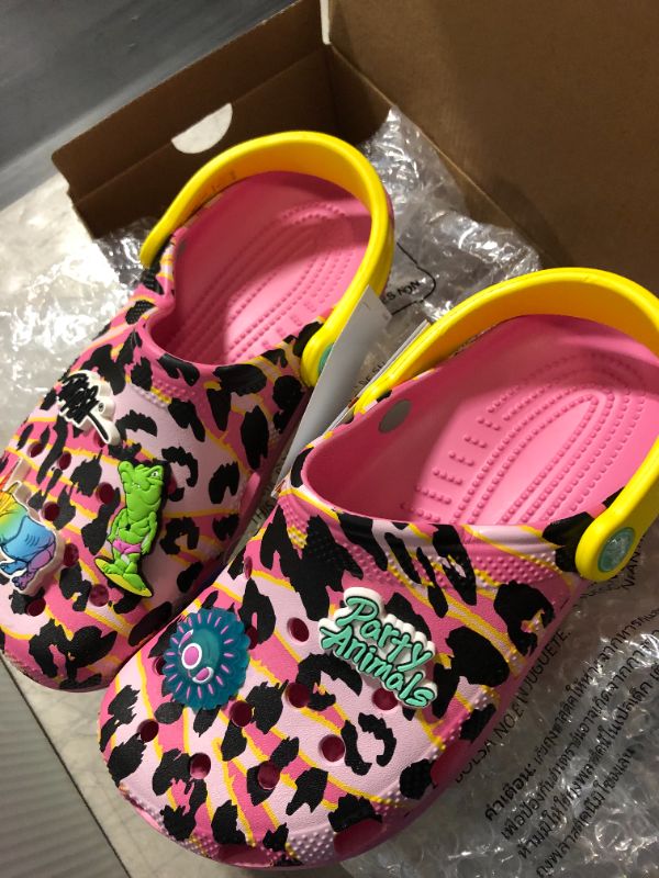 Photo 1 of CROCS KIDS CLASSIC ANIMAL PRINT CLOG, PINK LEMONADE, SIZE J6 BIG KIDS