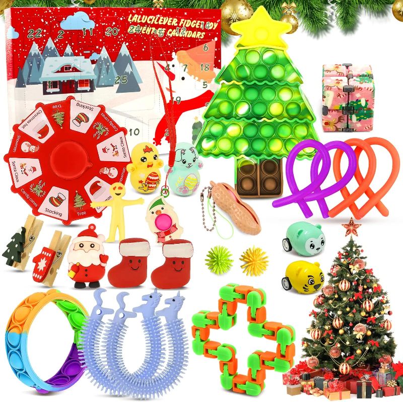 Photo 1 of Advent Calendar 2022, Lalucilever 25 Days Christmas Holiday Countdown Advent Calendars, Christmas Pop Fidget Toy Set Gift Box, Surprise Party Toy Gifts for Toddler Kids Teens Girls Age 3-12 Year Old.
