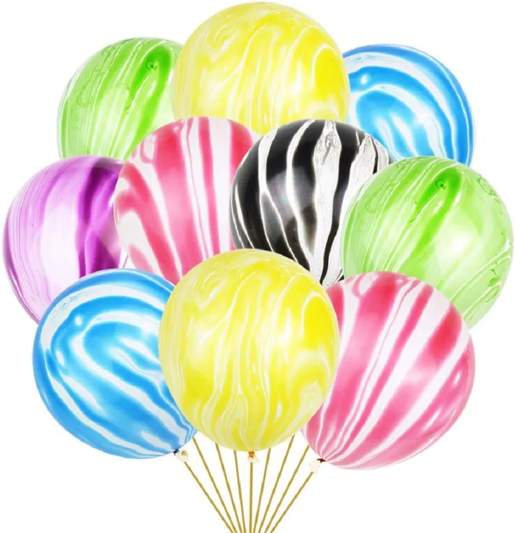 Photo 1 of 2 COUNT 25pcs Marble Balloons Agate Balloons Tie Dye Balloons Latex Balloons 12 inch, Random Colors Marble Tie Dye Swirl Party Balloons Birthday Balloons
