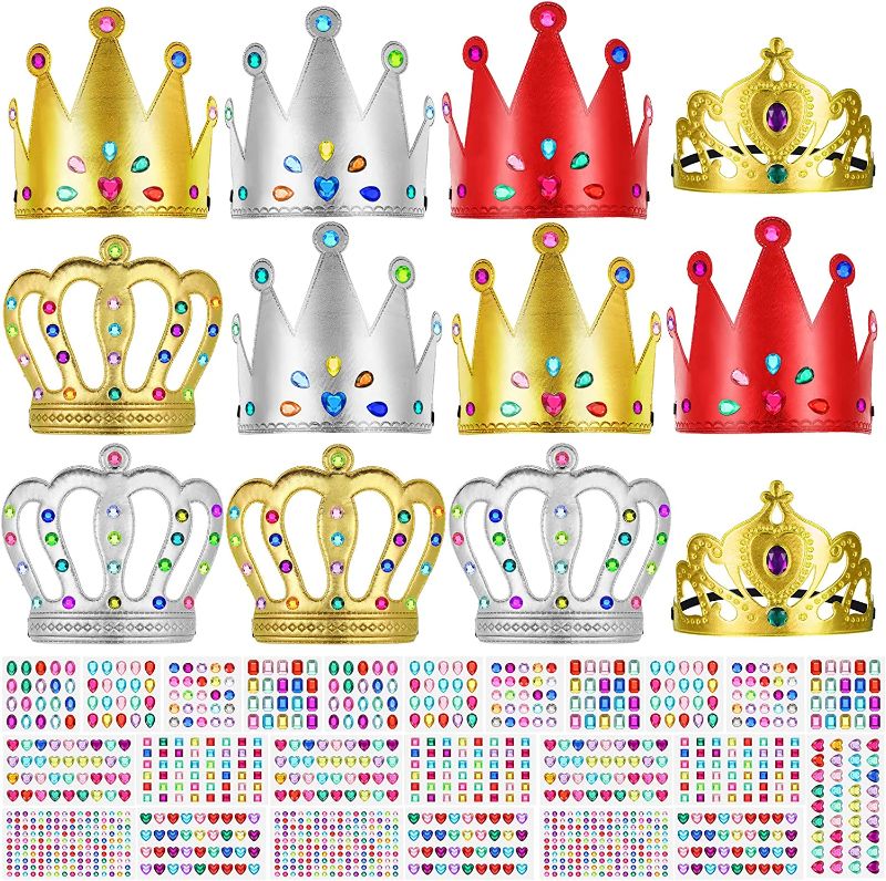 Photo 1 of 120 Pcs Foam Princess Tiaras Crowns and Crystal Gem Sticker Foam Crowns for Kids Make Your Own Crowns DIY Princess King Crown Making Kits Kids' Party Supplies Birthday Party Favors Hat
