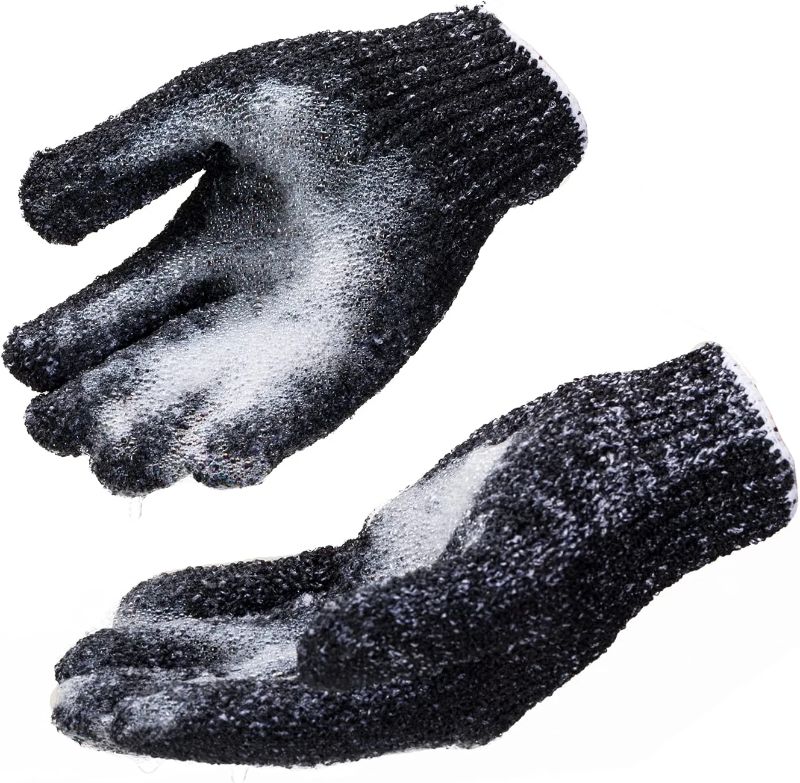 Photo 1 of 4 Pairs Exfoliating Gloves Body Scrubber,Black Scrub Wash Mitt for Bath or Shower,Deep Cleaning Acne and Dead Skin Removal.
