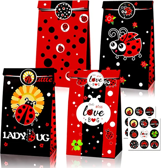 Photo 1 of ??? Little Ladybug Party Candy Treat Bags Ladybug Party Favor Gift Bags with Stickers for Ladybug Theme Birthday Party Baby Shower
