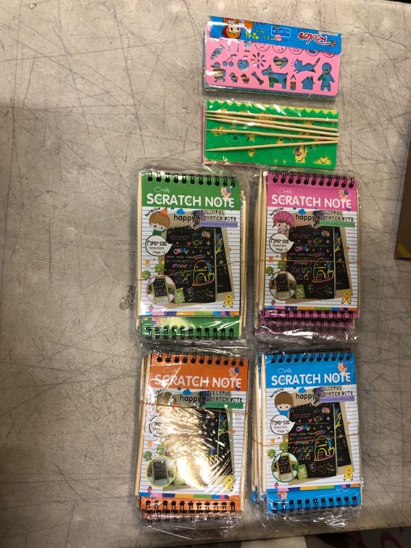 Photo 2 of 32 Pack Scratch Arts and Crafts Notebooks,Scratch Note Pads for Kids,Rainbow Scratch Paper Notes,Sketch Drawing Pads for Party Favors and Travel Activities