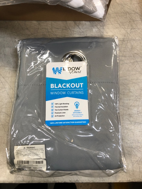 Photo 2 of 100% Blackout Window Curtains: Room Darkening Thermal Window Treatment with Light Blocking Black Liner for Bedroom, Nursery and Day Sleep - 2 Pack of Drapes, Glacier Gray (54” Drop x 42” Wide Each) Glacier Gray W42 x L54