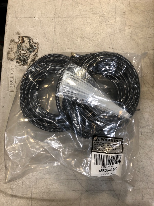 Photo 2 of Adoreen Coaxial Cable 25 ft-2 Pack, Quad Shielded RG6 Coax Cable Cord, Male F Gold-Plated Nylon-Braided, in-Wall, Digital TV Aerial AV Antenna Satellite with 90 Degree Male to Female Adapter+15 Ties 25ft-2PK Straight to Straight