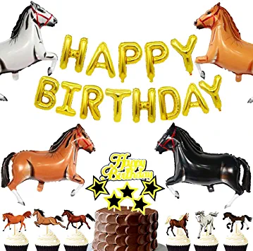 Photo 1 of 20 PCS Horse Birthday Party Balloon Pony Birthday Decoration Cowboy Birthday Decoration Cowgirl Birthday Supplies Horse Birthday Party Supplies Cowboy Party Supplies