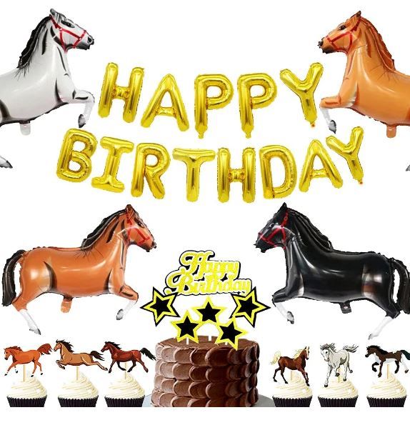 Photo 1 of 20 PCS Horse Birthday Party Balloon Pony Birthday Decoration Cowboy Birthday Decoration Cowgirl Birthday Supplies Horse Birthday Party Supplies Cowboy Party Supplies