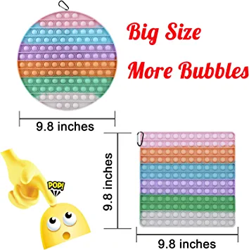 Photo 2 of Big Size Pop Bubble Sensory Fidget Toys, Big Rainbow Pop, 9.8 Inches Bubble Stress Reliever Silicone Pressure Relieving Toy,for Autistic Kids Special Needs Children Anxiety Adults (2Pack-Rainbows)