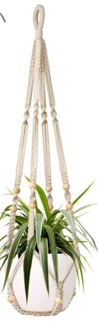 Photo 1 of 2 Packs Plant Hangers, Indoor Macrame Hanging Planter Basket with Wood Beads Decorative Macrame Pot Hanger for Home Decor with 4 Hooks