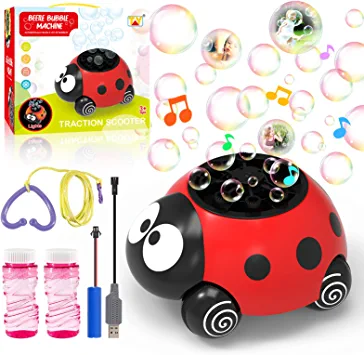 Photo 1 of CMXFOXS Bubbles for Kids Boys and Girls Bubble Machine, Ladybug Bubble Blower, Automatic Bubble Machine 3000+ Colored Bubble Per Minute, Gifts for Toddlers Toys 2-4 5-7 Years Old Lawn Games, Red
