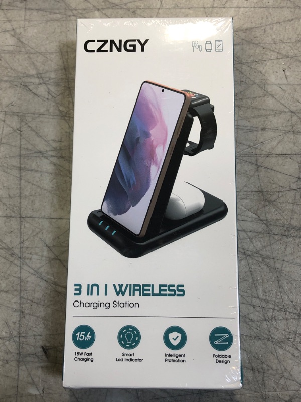 Photo 2 of Wireless Charging Station for Samsung, 3 in 1 Wireless Charger for Galaxy Watch 5/5 pro/4/3, Samsung Galaxy S22/S21/S20/Note 20 GalaxyZ Flip 3/Z Fold 4/3, Foldable Charging Stand for Galaxy Buds+/Live ++PACKAGED SEALED++
