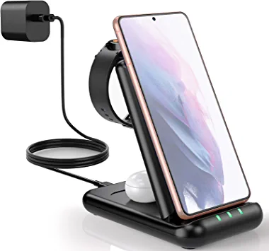 Photo 1 of Wireless Charging Station for Samsung, 3 in 1 Wireless Charger for Galaxy Watch 5/5 pro/4/3, Samsung Galaxy S22/S21/S20/Note 20 GalaxyZ Flip 3/Z Fold 4/3, Foldable Charging Stand for Galaxy Buds+/Live ++PACKAGED SEALED++
