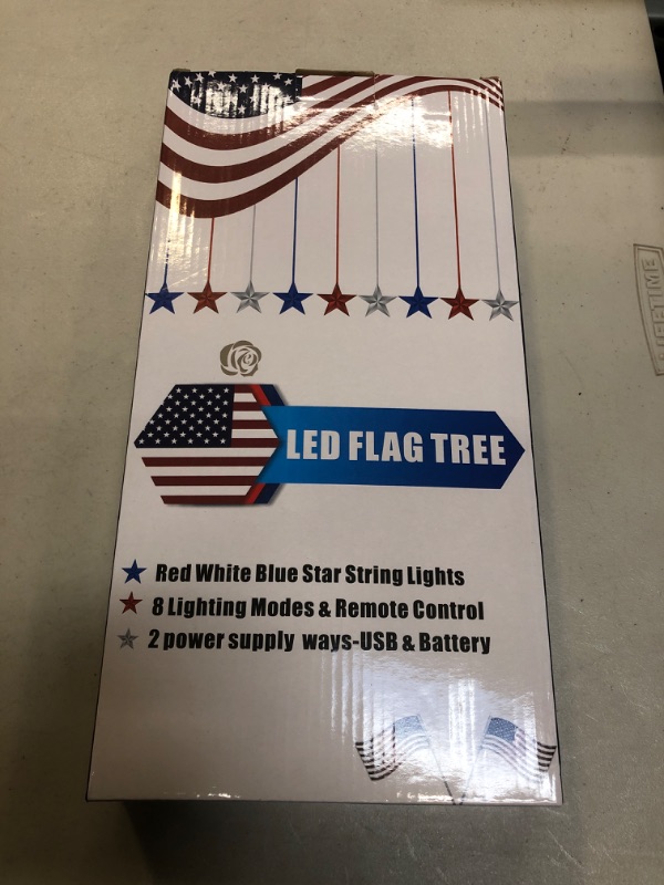 Photo 2 of 4th of July Decorations Tree with Red White Blue Star Flag Lights Remote Control 8 Modes LED Lighted Tree Patriotic Table Centerpiece Gift for Independence Day Memorial Day Home Office Decor
