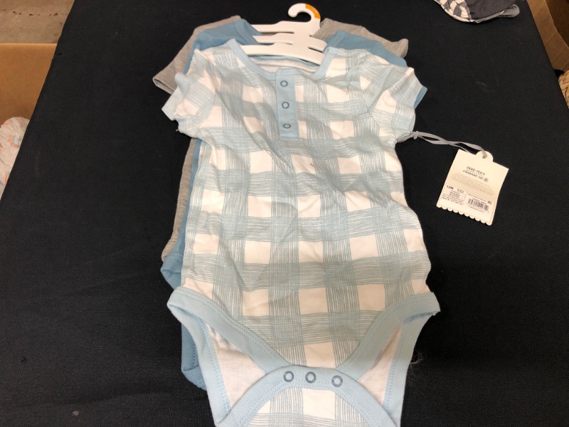 Photo 2 of 12M--Baby Boys' 3pk Basic Henley Short Sleeve Bodysuit - Cloud Island Blue 12M
