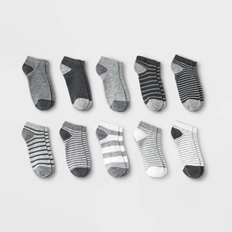 Photo 1 of Boys' 10pk Lightweight No Show Socks - Cat & Jack Black/White L
