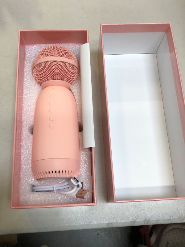 Photo 1 of Aokeo Wireless Microphones Bluetooth Speaker, Wireless Karaoke Mic for Kids Children Mic for Singing Portable Karaoke Machine Mic,Home Birthday Party(Pink)