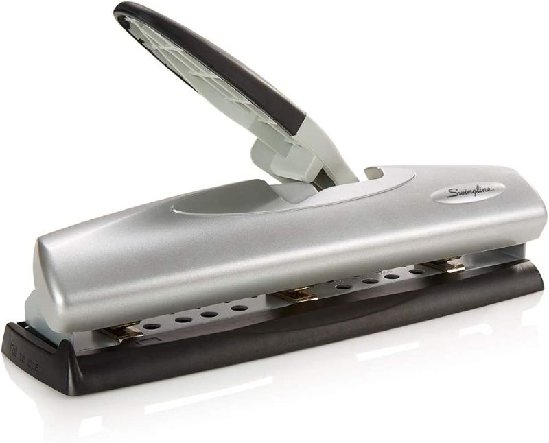 Photo 1 of ** USED ** Swingline Desktop Hole Punch, Light Touch Metal Hole Puncher with Adjustable System for 2-7 Holes, Low Effort Paper Punch, Home School & Home Office Supplies, 20 Sheet Capacity, Black/Silver (74030)
