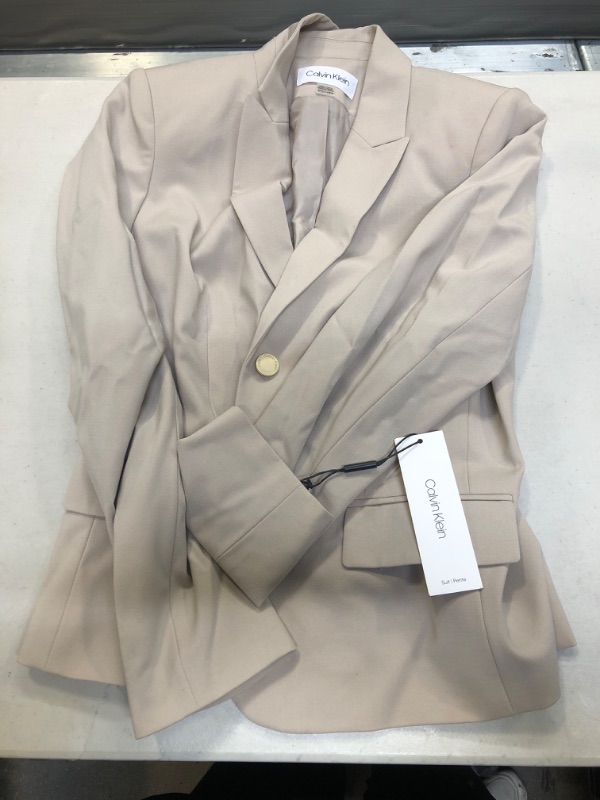 Photo 2 of ** USED READ NOTES  ** CALVIN KLEIN Notch-Collar Long Sleeve Padded Shoulder Luxe Stretch Jacket
