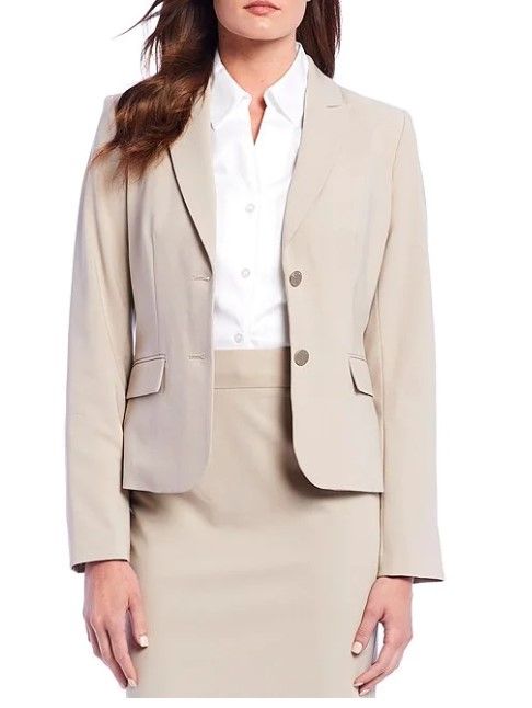 Photo 1 of ** USED READ NOTES  ** CALVIN KLEIN Notch-Collar Long Sleeve Padded Shoulder Luxe Stretch Jacket
