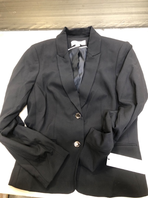 Photo 2 of ** USED ** (( SIZE 8 COLOR NAVY )) CALVIN KLEIN Luxe Stretch 2 Button Notch Lapel Long Sleeve Blazer 
