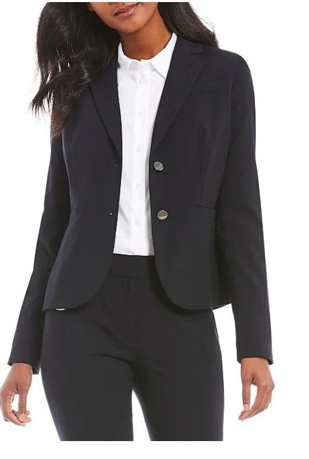 Photo 1 of ** USED ** (( SIZE 8 COLOR NAVY )) CALVIN KLEIN Luxe Stretch 2 Button Notch Lapel Long Sleeve Blazer 
