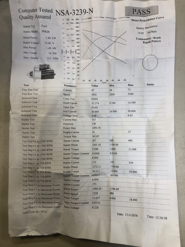 Photo 4 of ** USED READ NOTES  ** Starter Motor-New Motorcraft NSA-3239-N
