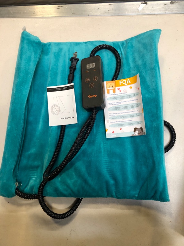 Photo 2 of ** USED **  (( SIZE 18' X 16' )) Toozey Pet Heating Pad, 6 Adjustable Temperature Dog Cat Heating Pad with Timer, Indoor Pet Heating Pads for Cats Dogs with Chew Resistant Cord, Electric Pads for Dogs Cats, Pet Heated Mat
