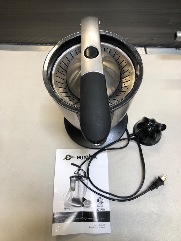 Photo 1 of ** USED READ NOTES ** Eurolux Electric Citrus Juicer Squeezer, for Orange, Lemon, Grapefruit, Stainless Steel 160 Watts of Power Soft Grip Handle and Cone Lid for Easy Use (ELCJ-1700S)
