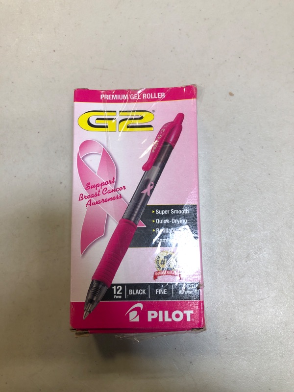 Photo 2 of ** USED ** Pilot® G-2™ Retractable Gel Pens, Fine Point, 0.7 mm, Pink Barrels, Black Ink, Pack Of 12
