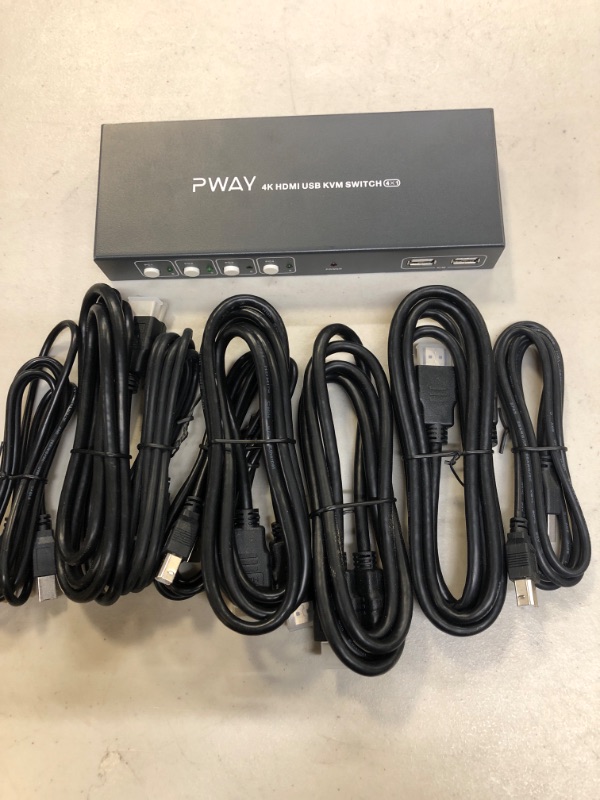 Photo 1 of PWAY HDMI KVM Switch 2 Port, Ultra HD 4K@60Hz, USB 2.0 Hub, Switch Between 2 Computers, Support Hotkey Switch and Wireless Keyboard and Mouse Supported