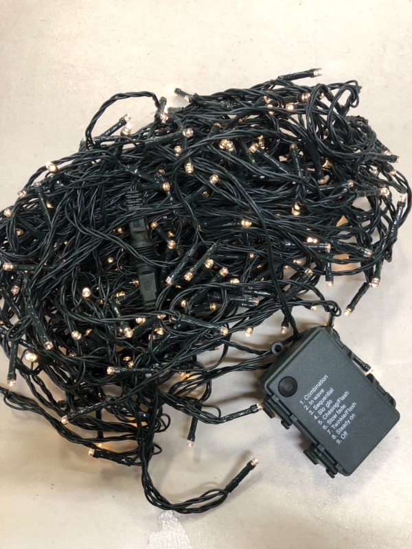 Photo 1 of Battery Operated Christmas Lights, Christmas Tree Lights 64 ft -LED Outdoor String Lights 8 Modes Waterproof Holiday Lights for Christmas Party Home Courtyard Fairy Lights-Warm White.