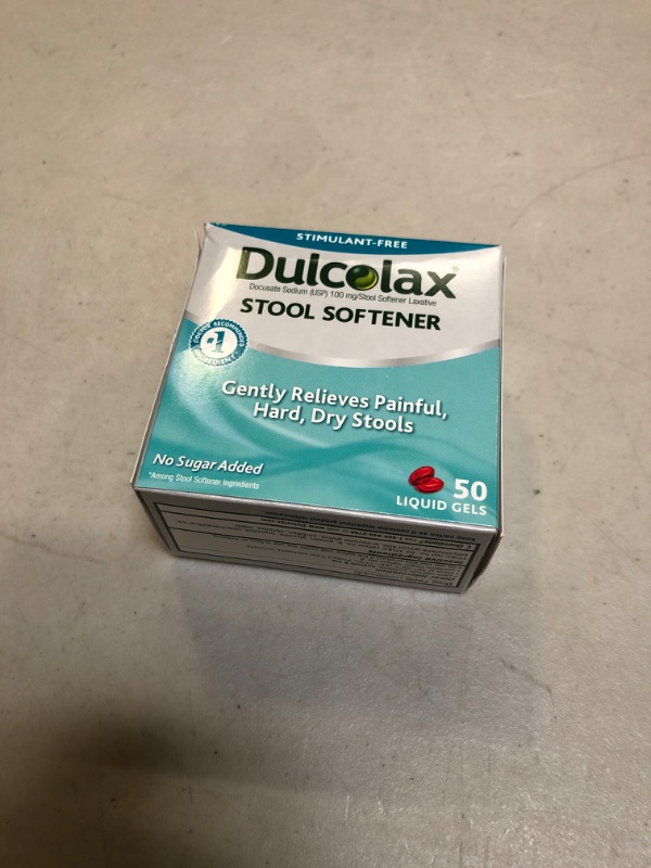 Photo 2 of Dulcolax Stool Softener Laxative Liquid Gel Capsules (50ct) Gentle Relief, Docusate Sodium 100mg 50 Count (Pack of 1)
EX 05/24