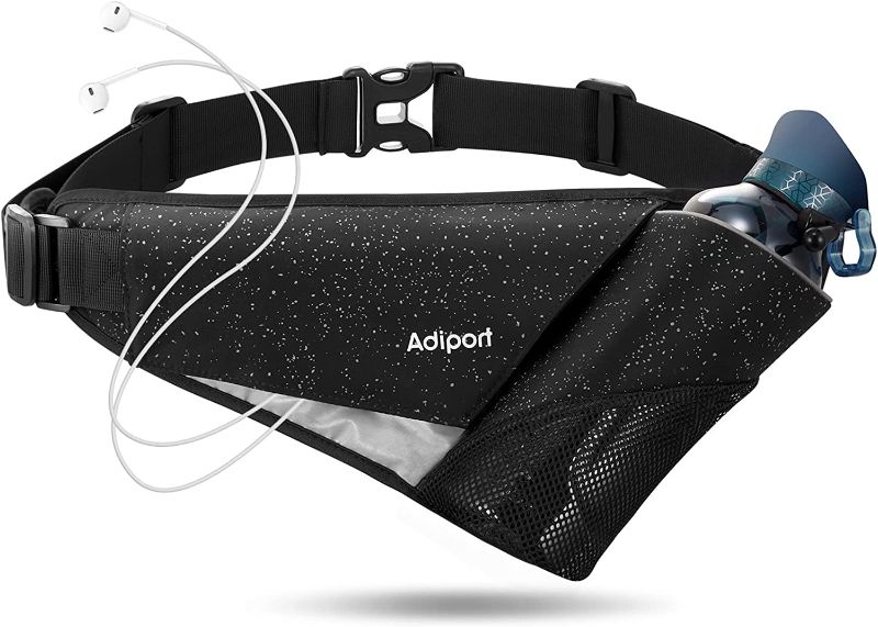 Photo 1 of Adiport Running Belt with 30 OZ Water Bottle Holder,Lightweight Waist Pack with Hidden Zipper Pocket,No Bounce Hydration Fanny Bag,for Walking Jogging Hiking,fits below 6.9" Phone
