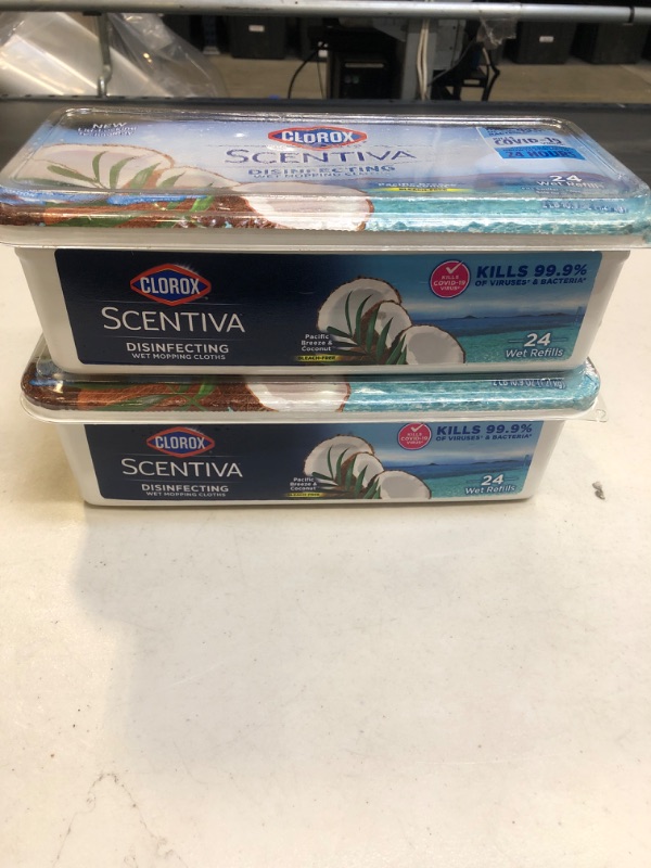 Photo 1 of Clorox Scentiva Disinfecting Wet Mopping Cloths, Pacific Breeze and Coconut, 24 Wet Refills (Pack of 2)