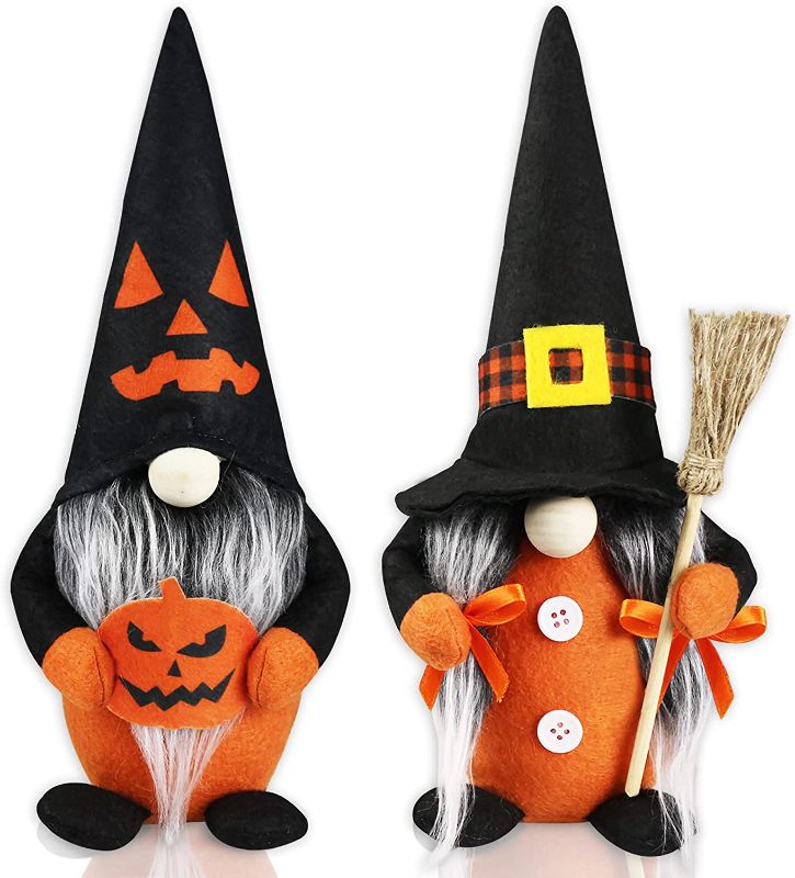 Photo 1 of 2Pcs Halloween Gnomes Plush Decorations - Halloween Mr & Mrs Handmade Swedish Tomte Decor - Halloween Home Table Elf Gnomes Decor Ornaments - Halloween Party Home Mantle Fireplace Decor - 11inch
