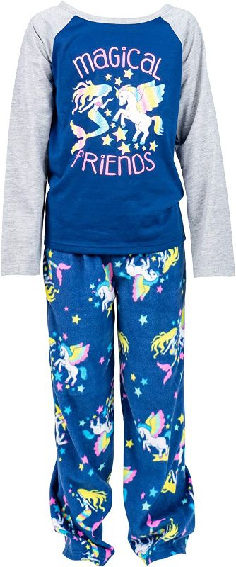 Photo 1 of Mad Dog Concept Girls 3pc Pajama Set- Unicorns and Mermaid Long Sleeve Shirt with Fleece Bottom and Slipper Socks
XL