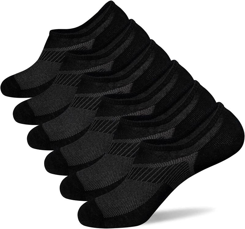 Photo 1 of APTYID Men's No Show Socks 6 Pairs Thin Non Slip Off Low Cut Footies Slip On Sneaker Casual
