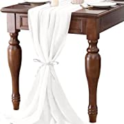 Photo 1 of AHHFSMEI White Chiffon Table Runner 10FT 29x120