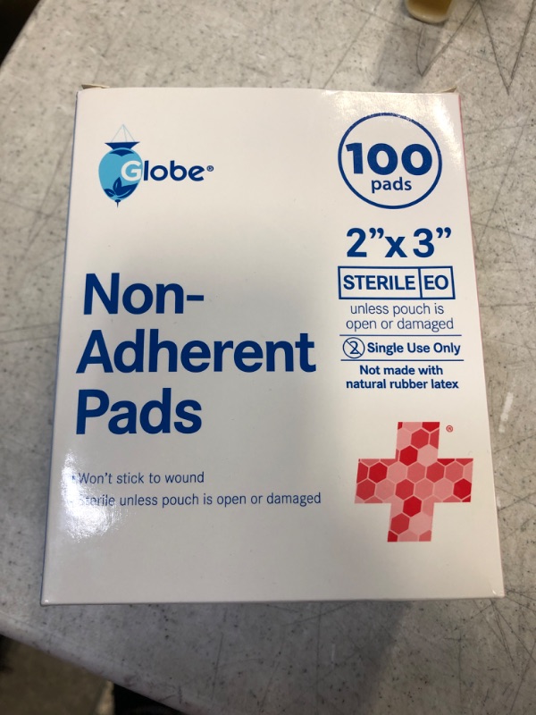 Photo 2 of Globe Sterile Non-Adherent Pads, (100-Pack), 2” x 3” Non-Adhesive Wound Dressing. Highly Absorbent & Non-Stick, Painless Removal-Switch. Individually Wrapped for Extra Protection (2 x 3)