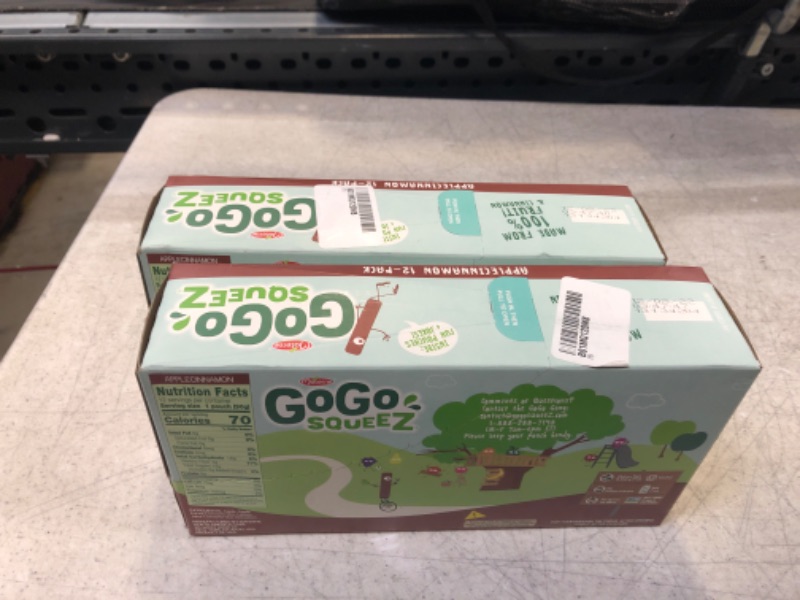 Photo 2 of 2x GoGo squeeZ Applesauce, Apple Cinnamon, 3.2 Ounce (12 Pouches), Gluten Free, Vegan Friendly, Unsweetened Applesauce, Recloseable, BPA Free Pouches
Best By: Dec 08, 2022