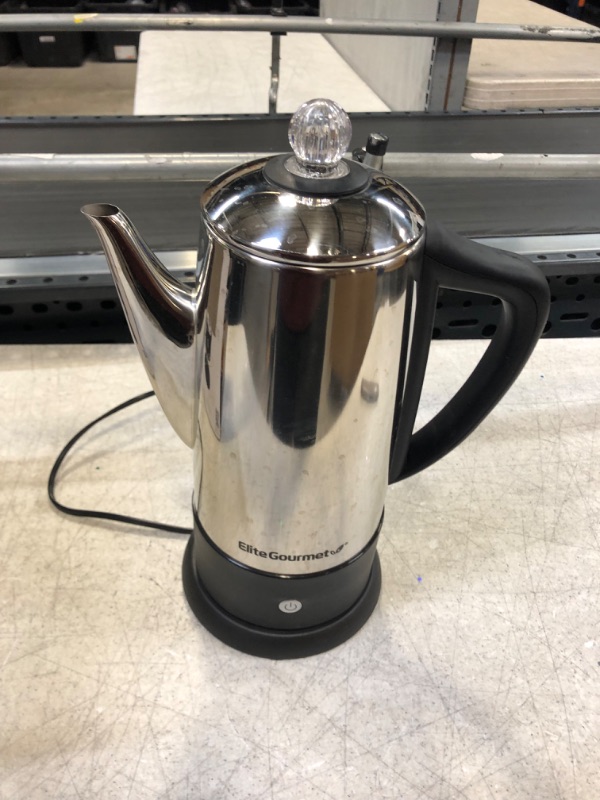 Photo 3 of Elite Gourmet EC812# Electric 12-Cup Coffee Percolator with Keep Warm, Clear Brew Progress Knob Cool-Touch Handle Cord-less Serve
