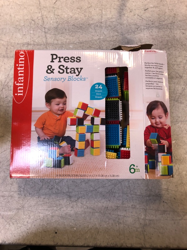 Photo 2 of Infantino Press & Stay Sensory Blocks for Babies, 24-Piece Set, Multicolor  --  MISSING 1 PIECE --
