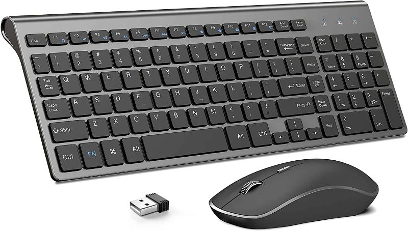 Photo 1 of Wireless Keyboard and Mouse,J JOYACCESS 2.4G Ergonomic and Slim Wireless Computer Keyboard Mouse Designed for Windows, PC, Laptop,Tablet - Black Grey
