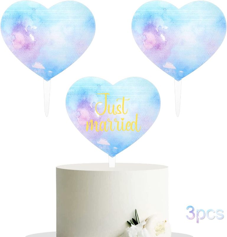 Photo 1 of 3 PCS Blank Acrylic Heart Shape Cake Toppers, DIY Cake Toppers for Birthday, Wedding,Anniversary, Bridal Shower, Baby Shower (Colorful Heart)
