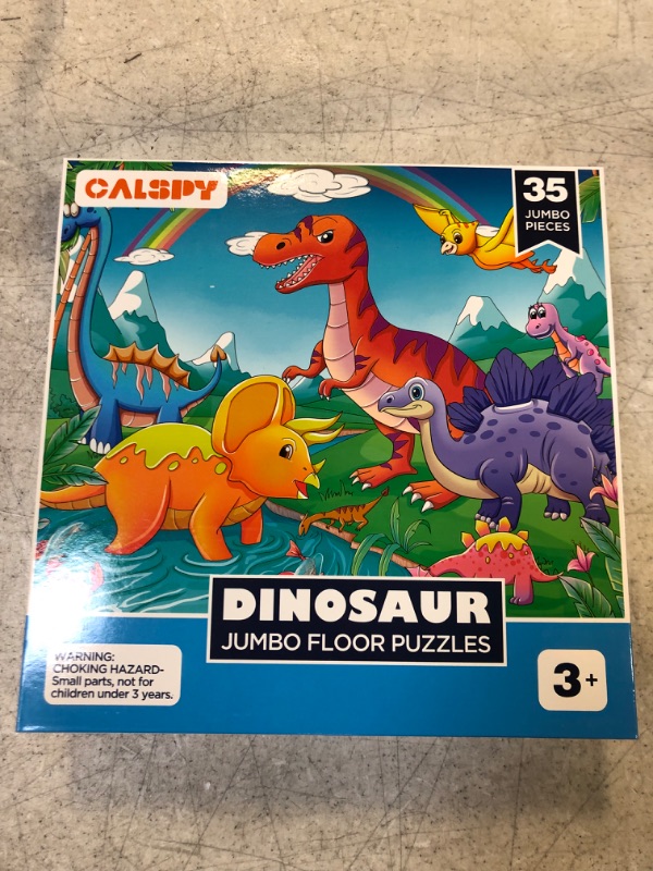Photo 2 of Dinosaur Jumbo Puzzles for Kids Ages 3-5 4-8, CALSPY 35pcs Jigsaw Floor Puzzles for Kids Toddler Children Doodle Scribble Drawing Board Learning Preschool Educational Development Toy Gift Box…
