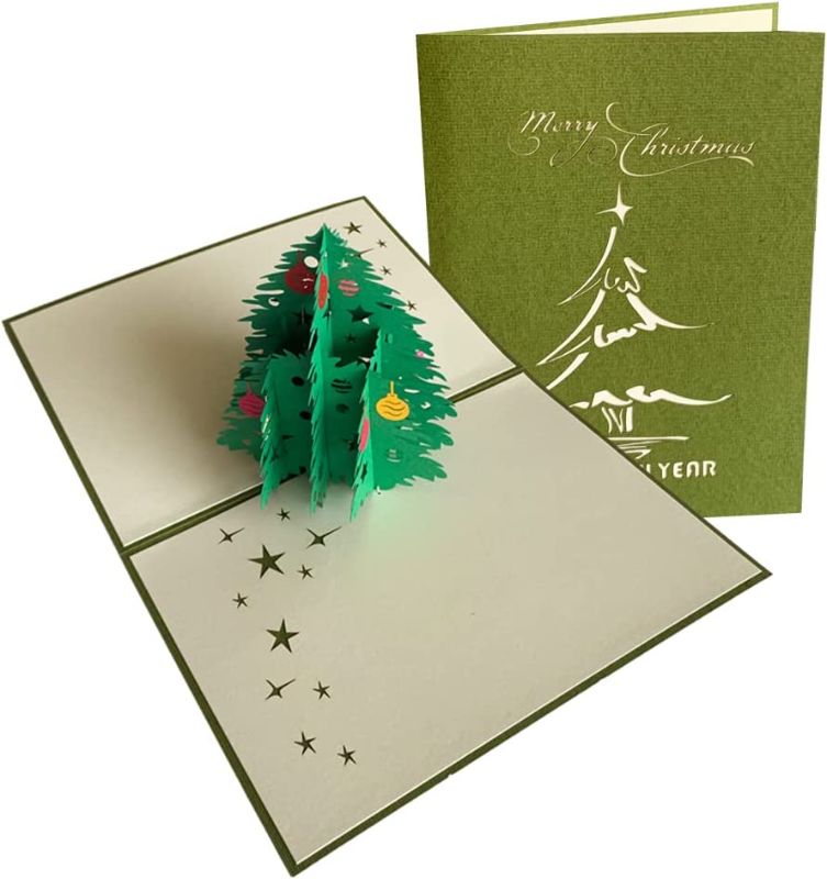 Photo 1 of 2 COUNT OF Duc Quyen Cards - Pop up Christmas Cards R (Christmas Tree), Paper 3D Handmade Greeting Cards, Luxury card for Family Members, Friend, Staff, Colleague or Partner on new year & Xmas, Post cards
