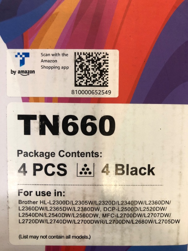 Photo 3 of E-Z Ink (TM Compatible Toner Cartridge Replacement for Brother TN660 TN630 High Yield to use with HL-L2300D HL-L2380DW HL-L2320D DCP-L2540DW HL-L2340DW HL-L2360DW MFC-L2720DW Printer (Black, 4 Pack)