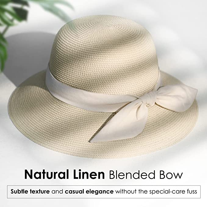 Photo 2 of FURTALK Sun Hats for Women Wide Brim Straw Hat Beach Hat UPF UV Foldable Packable Cap for Travel