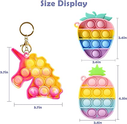 Photo 2 of 3 Pcs Mini Pop Fidget Keychain Digits Toys Baby Sensory Toys Stress Relief Anti- Anxiety Early Education Flipping Board Toys for Babies Toddlers Kids Adults
