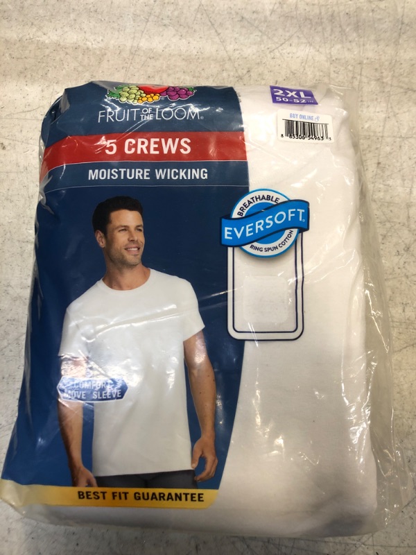 Photo 2 of Fruit Of The Loom Men 5pk Crew Neck Undershirt - White XXL